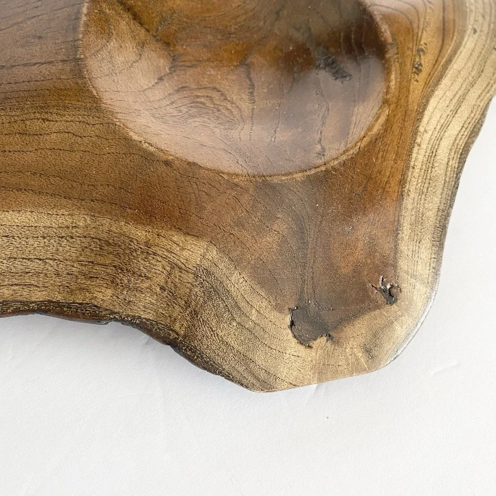 Hand Turned Wooden Bowl Artisan Handmade Live Edge Wood‎ Plant Tray Rustic Art